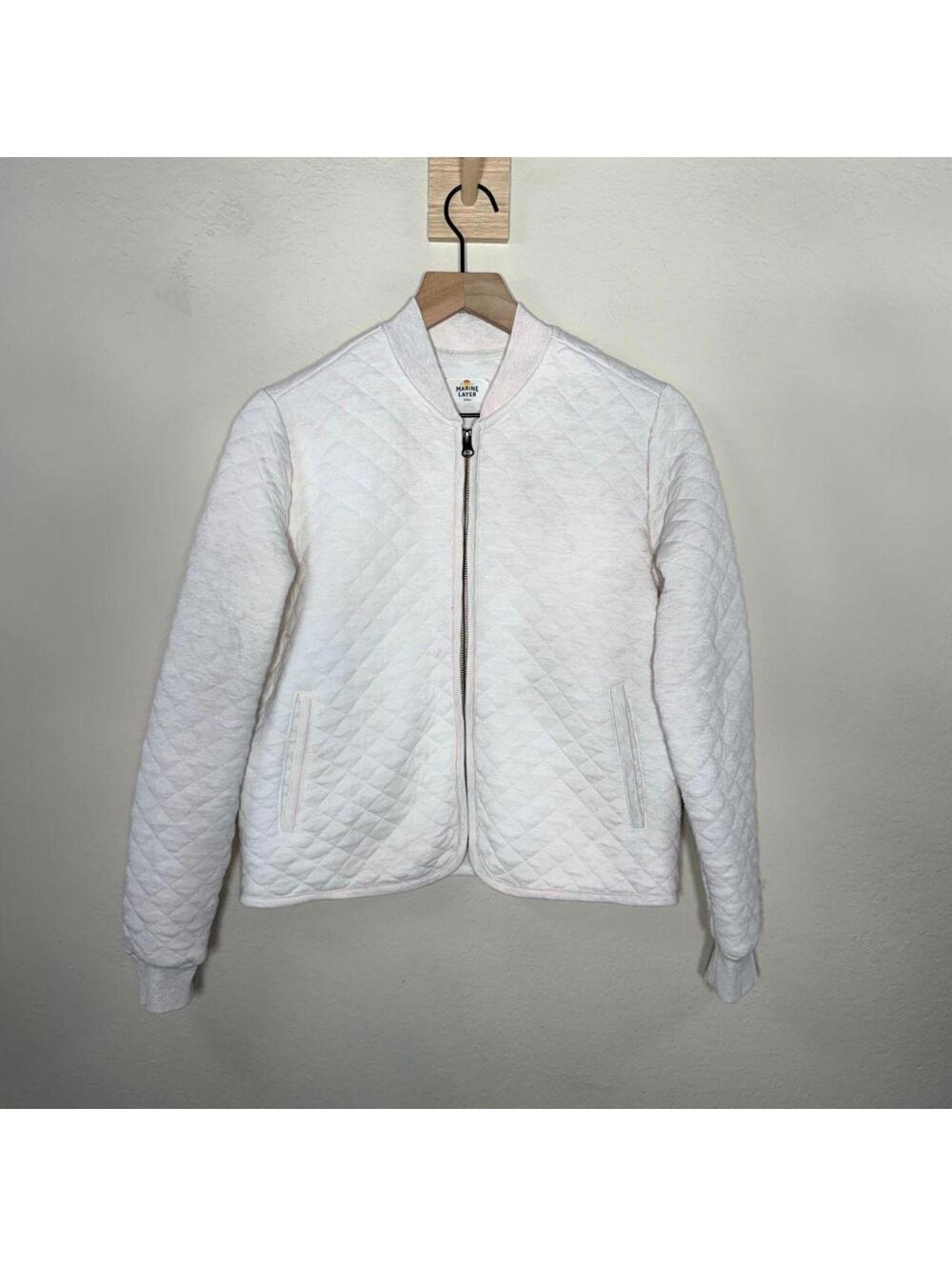 Marine Layer Jacket Women's S Oatmeal Quilted Bomber
